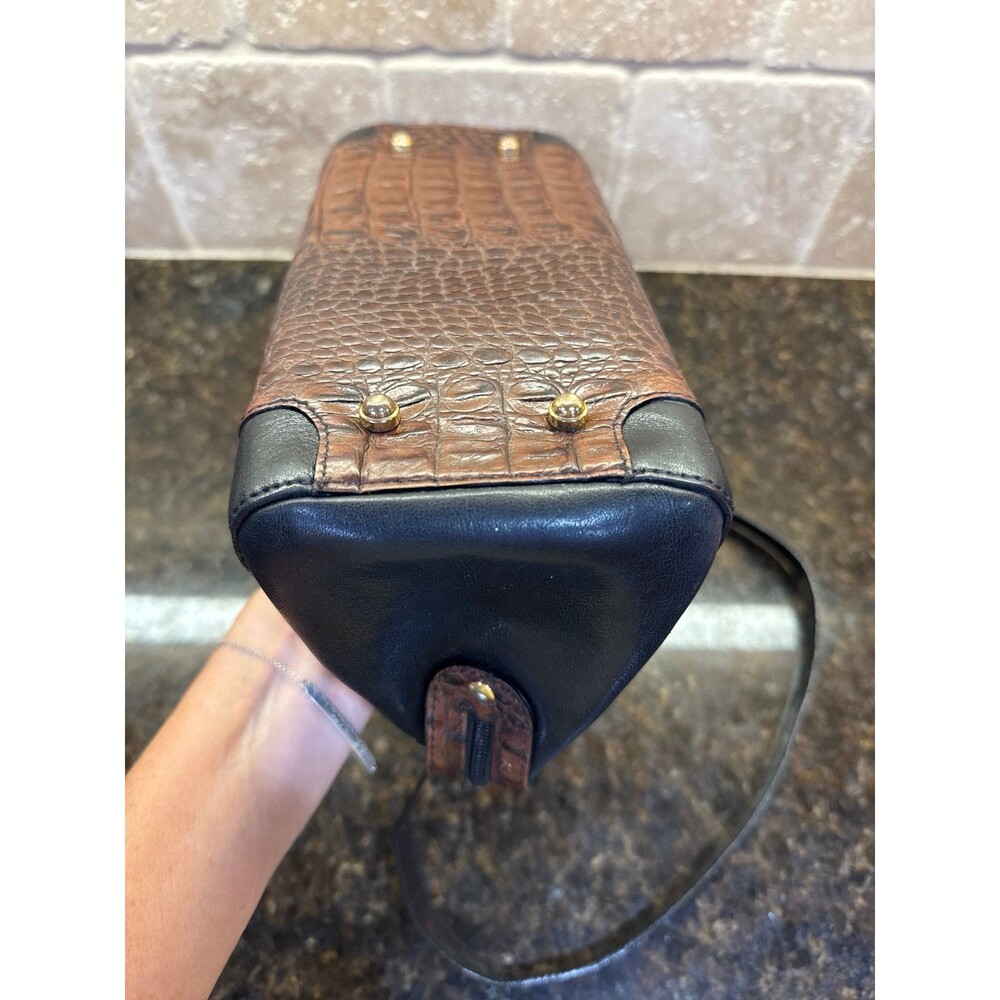 Vintage Brahmin Black Tuscan Crandall Doctors Bag Croc Embossed Handbag EUC - Picture 8 of 12